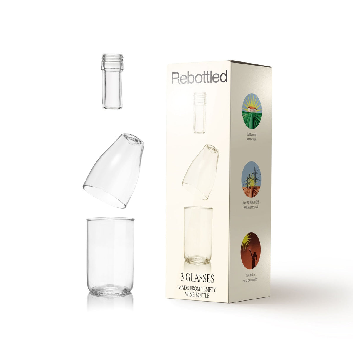 Gerecycled glazen drinkglazenset van 3