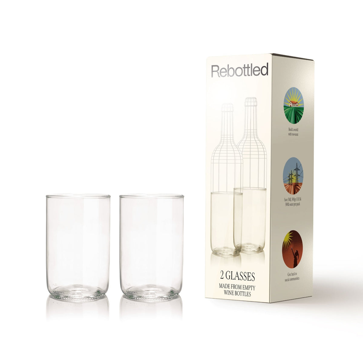 Gerecycled glazen tumbler 330 ml set van 2